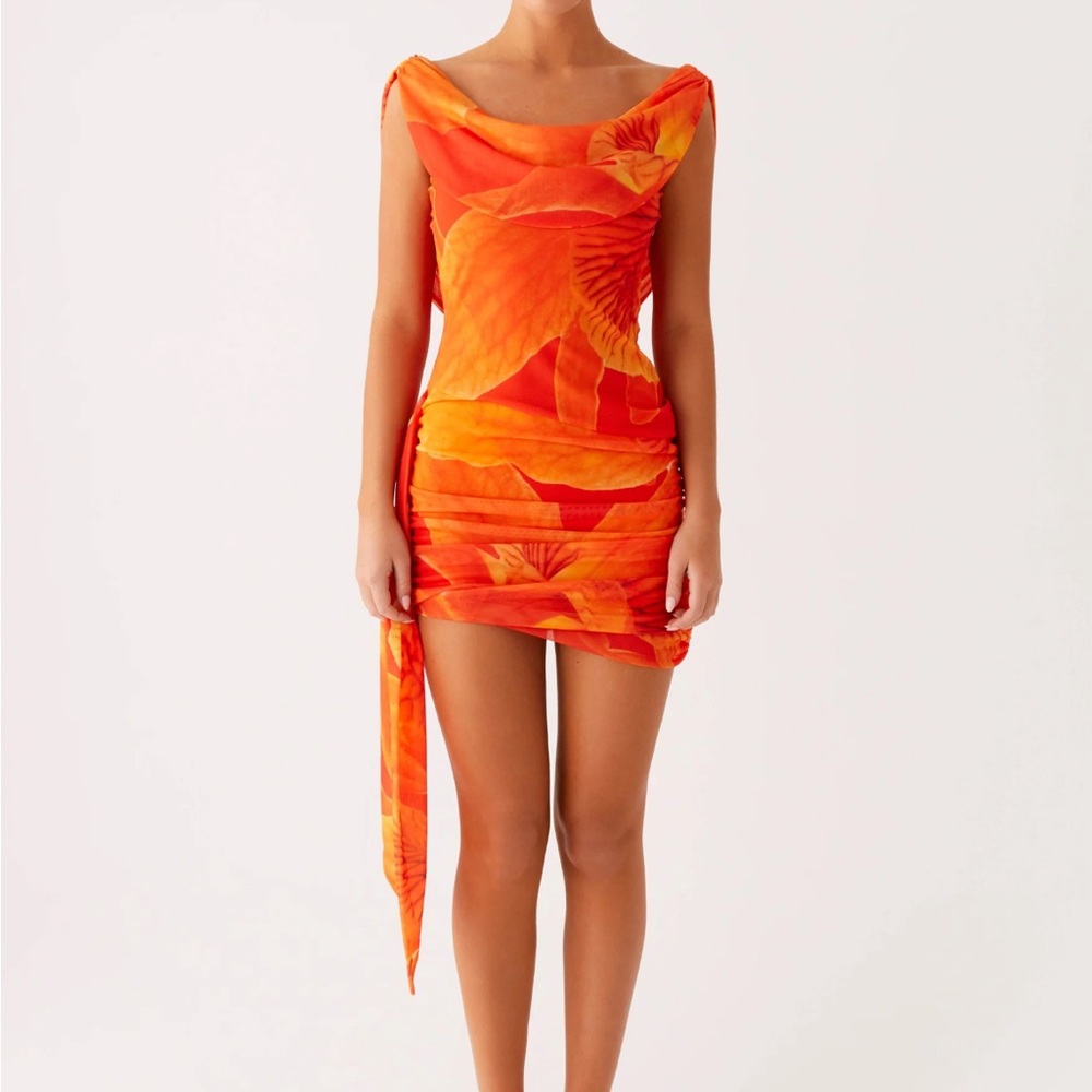 Peppermayo Vibrant Orange Mini Dress